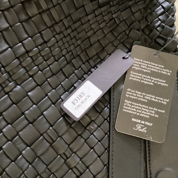 Falor Italy Handmade Black Woven Leather Large Shoulder Hobo Bag Magnetic Close - Picture 8 of 16